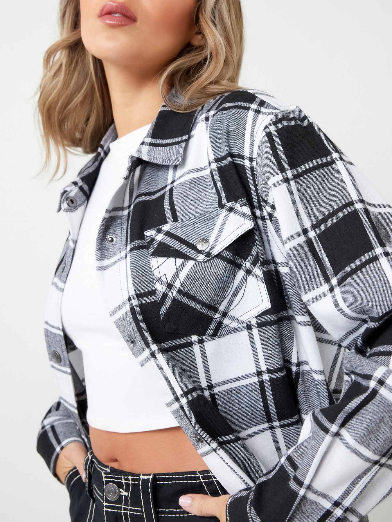 PLAID HORSESHOE SINGLE NEEDLE SHIRT