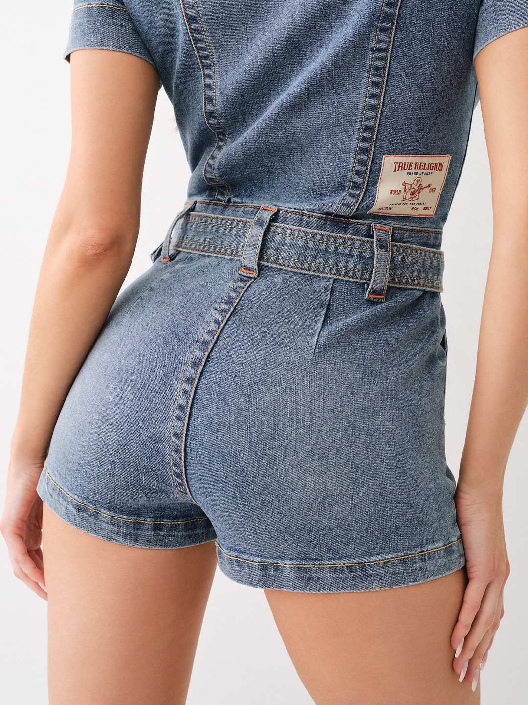 BELTED DENIM ZIP ROMPER - Flowing Cascade | True Religion