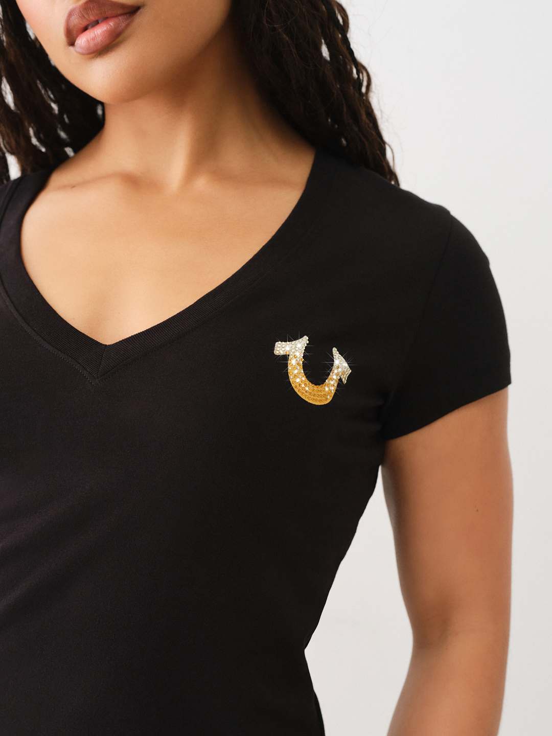 OMBRE CRYSTAL V NECK TEE
