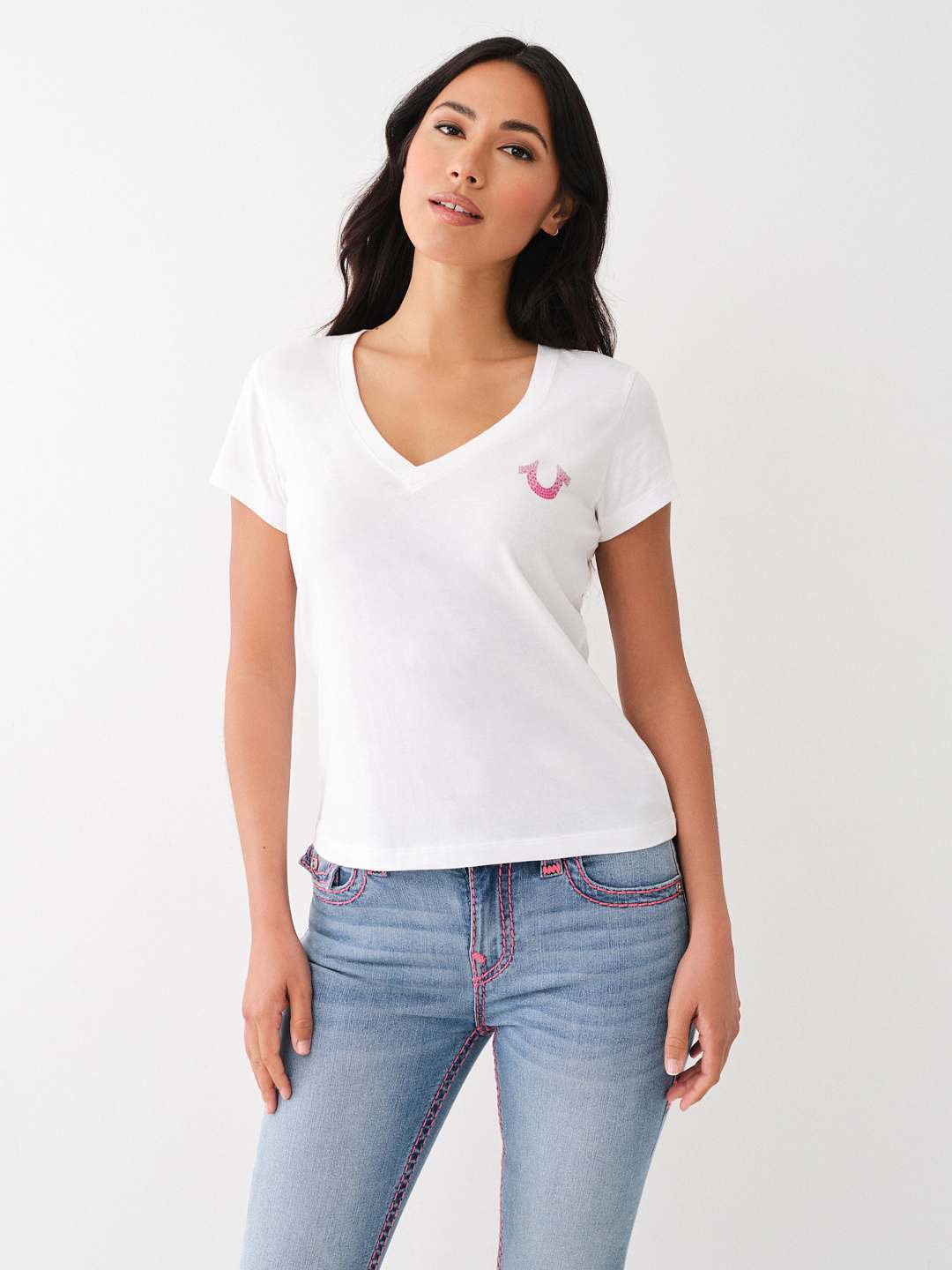 OMBRE CRYSTAL V NECK TEE, image 4