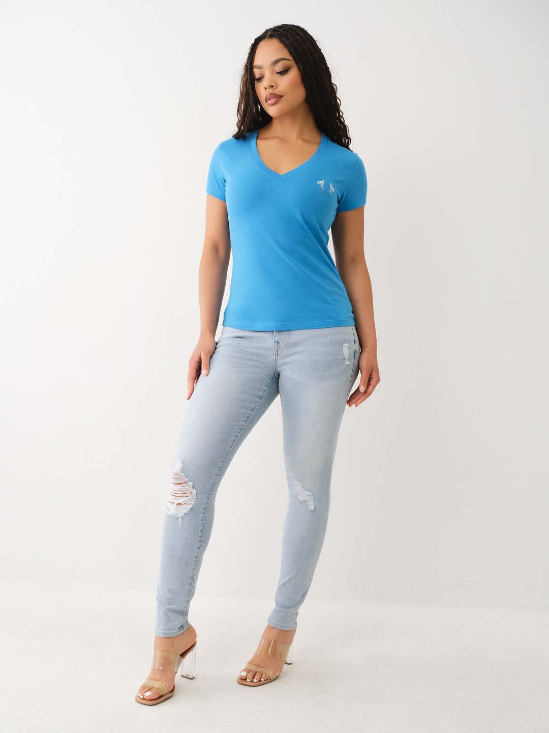 OMBRE CRYSTAL V NECK TEE, image 3