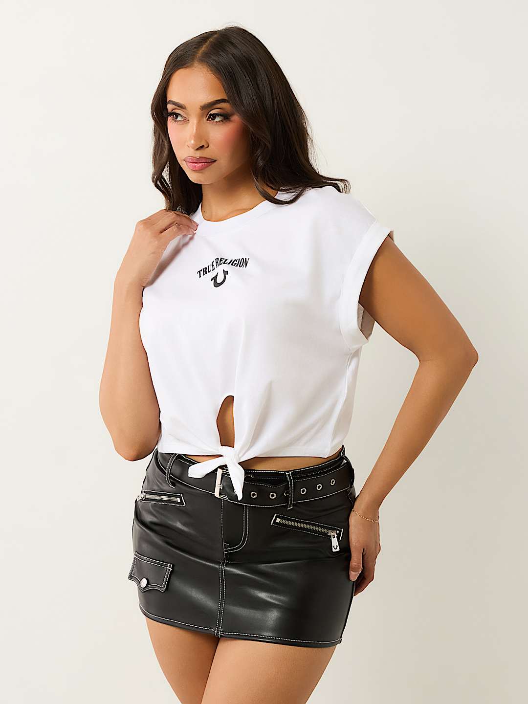 LOGO FRONT TIE FRONT TEE, image 4