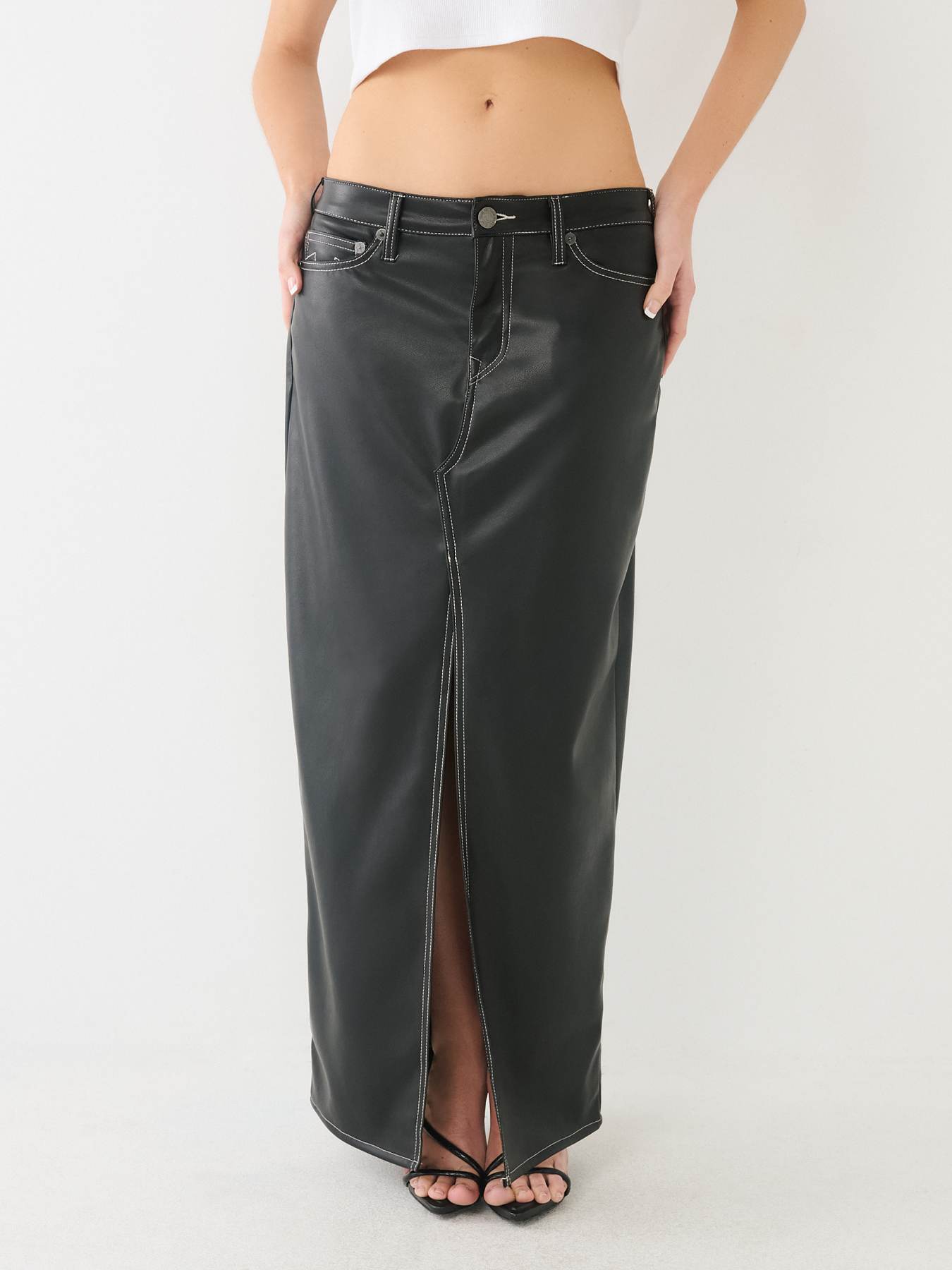 FAUX LEATHER MAXI SKIRT