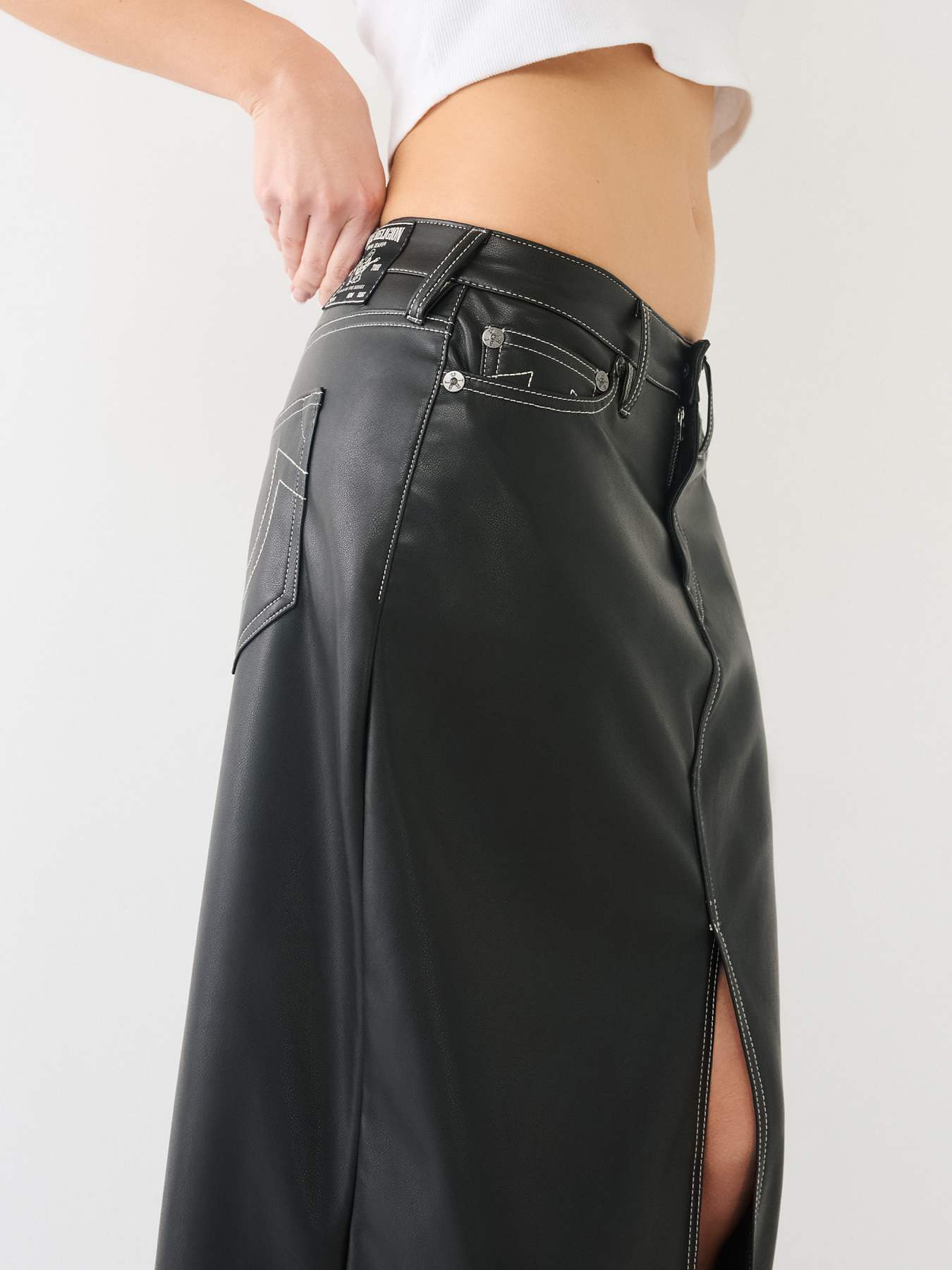 FAUX LEATHER MAXI SKIRT