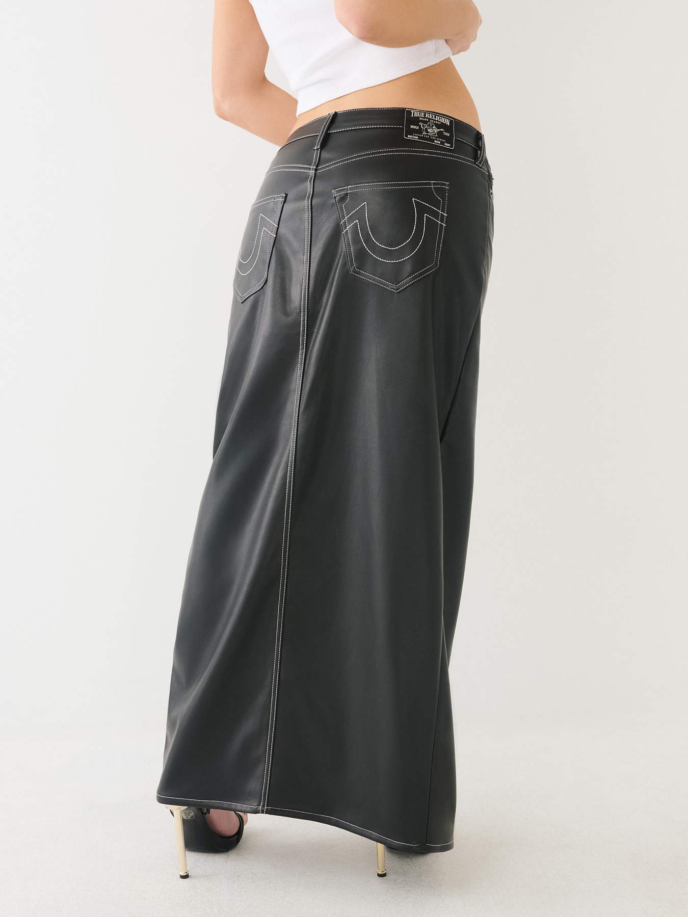 FAUX LEATHER MAXI SKIRT