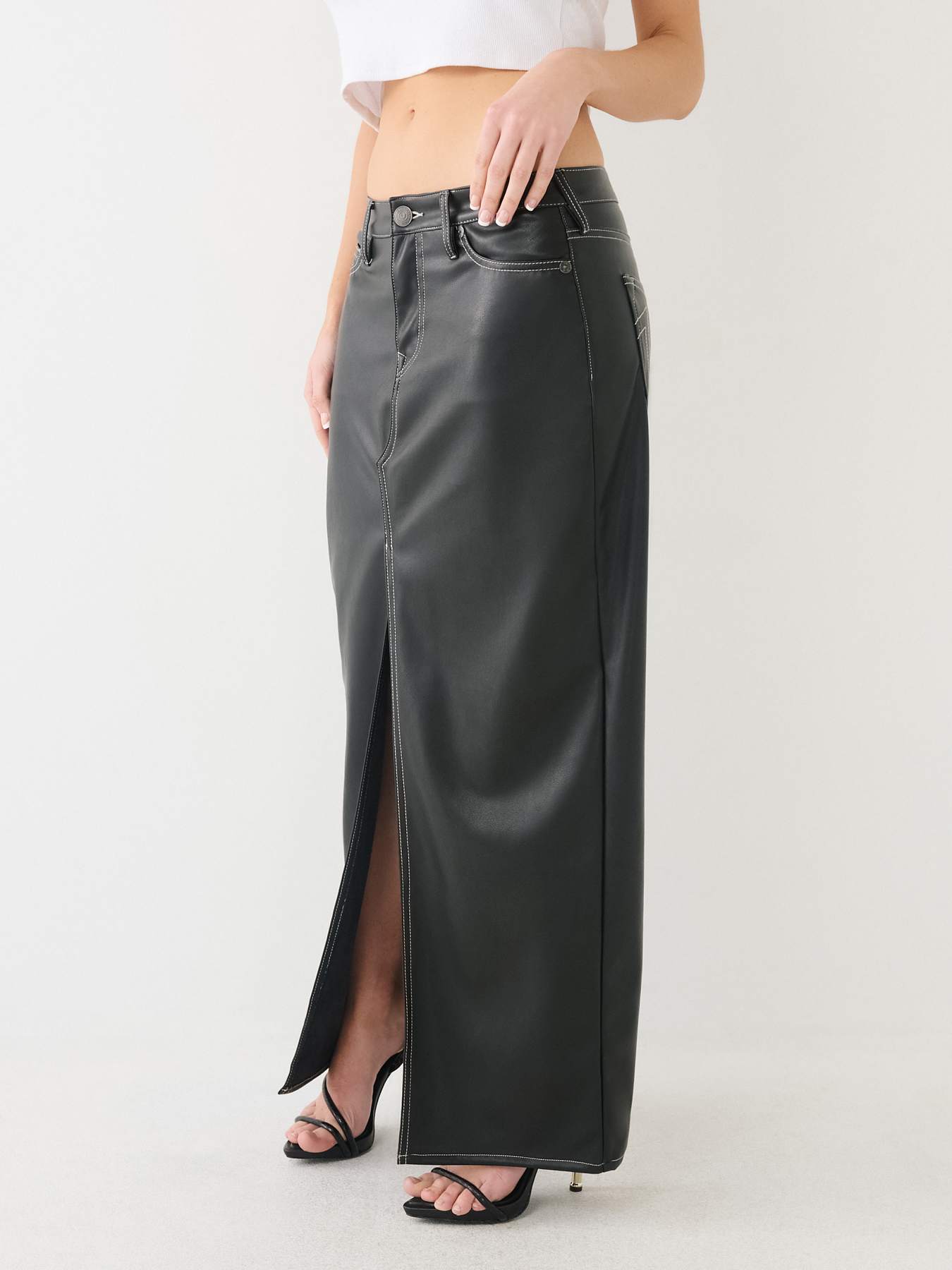FAUX LEATHER MAXI SKIRT