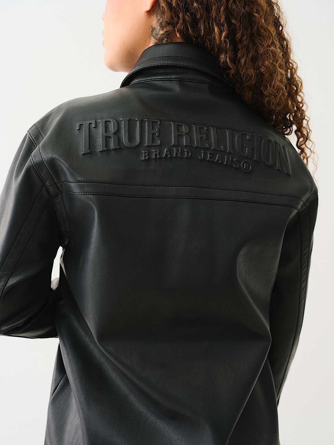 FAUX LEATHER EMBOSSED LOGO SHACKET, image 4
