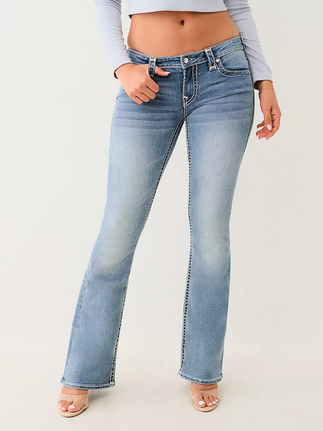 BECCA CRYSTAL LOW RISE SUPER T BOOTCUT JEAN