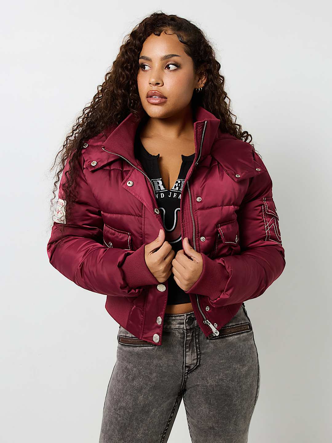 CROP HOODED PUFFER JACKET, image 1