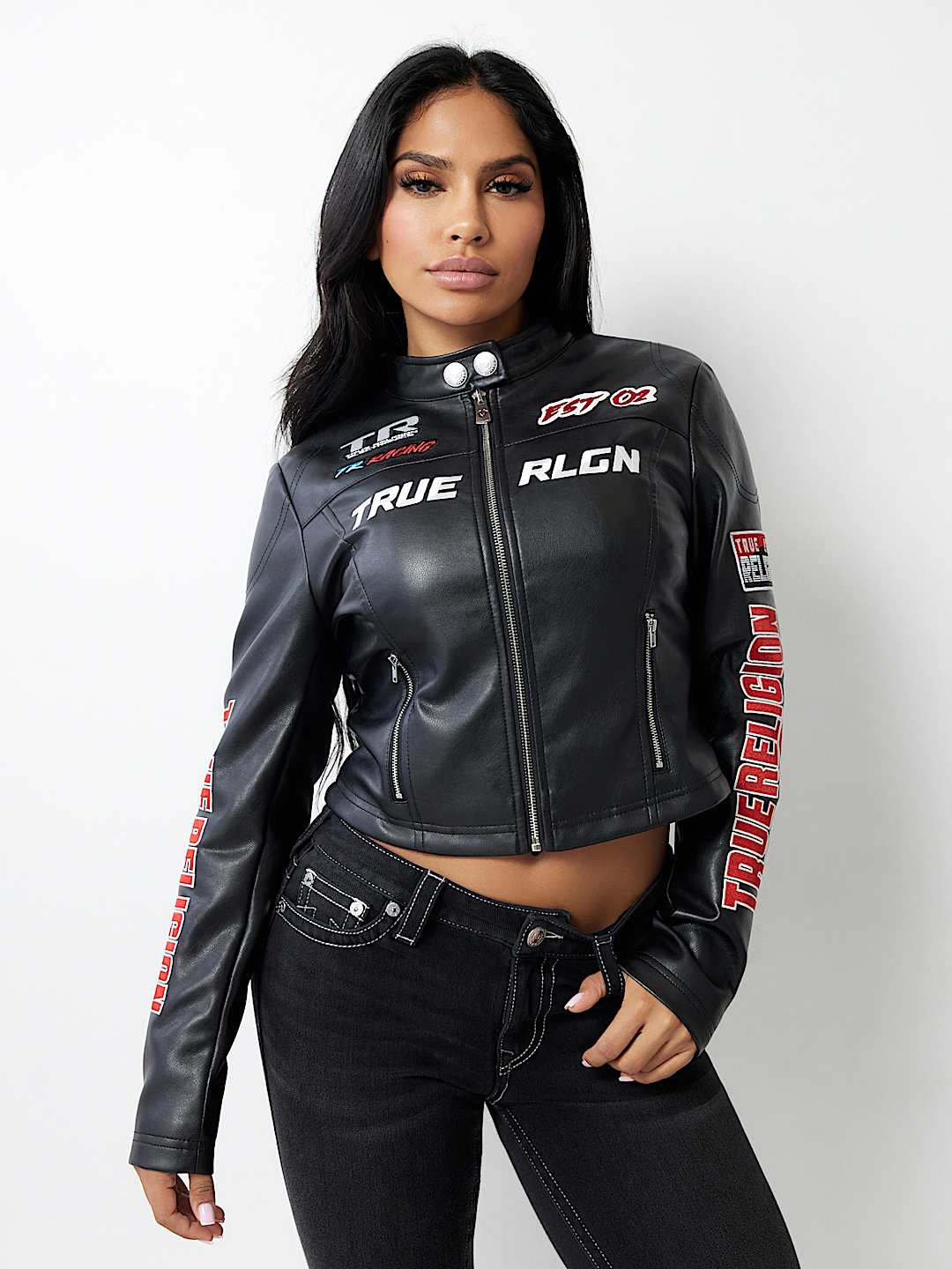 True religion leather jacket womens sales