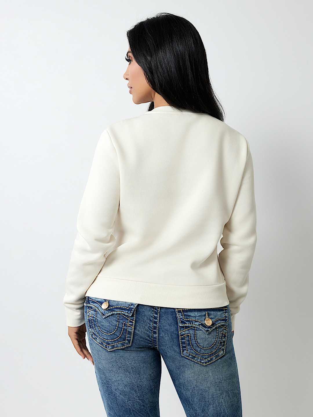 CRYSTAL METALLIC LOGO CREW SWEATSHIRT, image 2