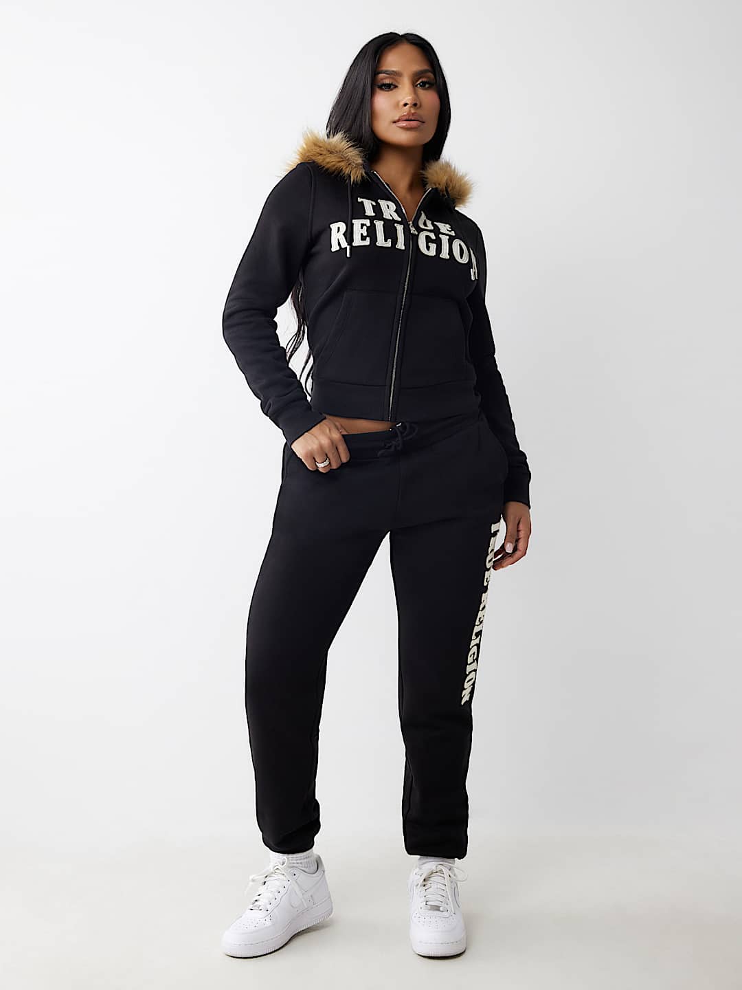 FUR TRIM CLASSIC LOGO ZIP HOODIE True Religion