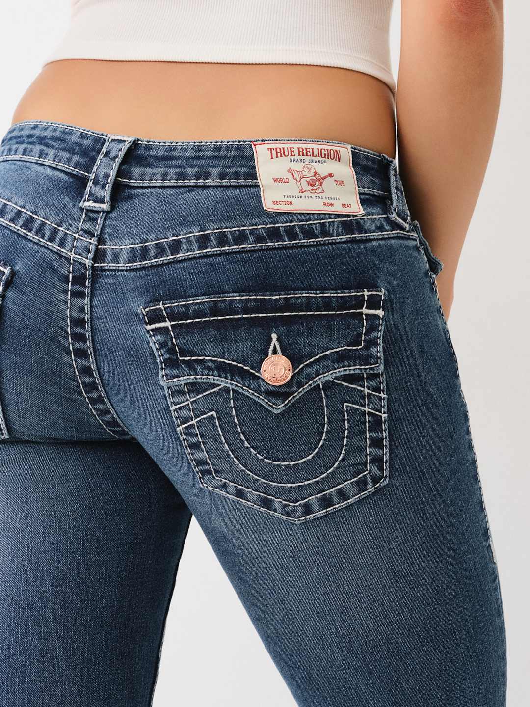 BECCA LOW RISE BIG T BOOTCUT JEAN