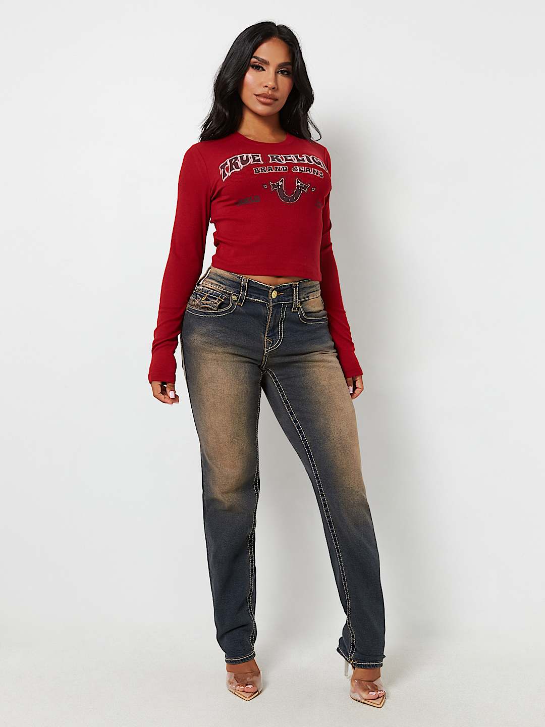 FADED WESTERN LOGO RIB BABY TEE, image 2