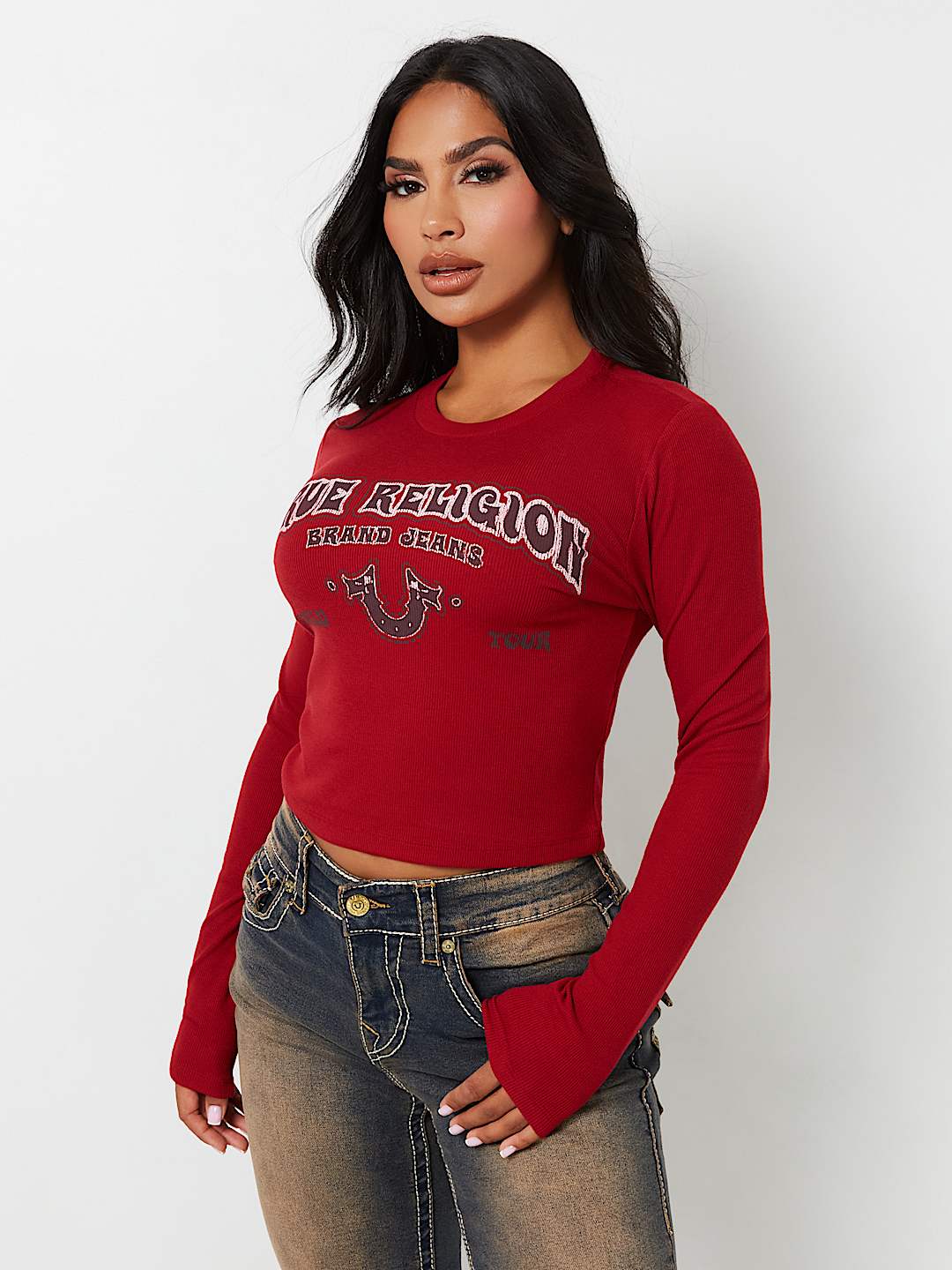 FADED WESTERN LOGO RIB BABY TEE, image 3