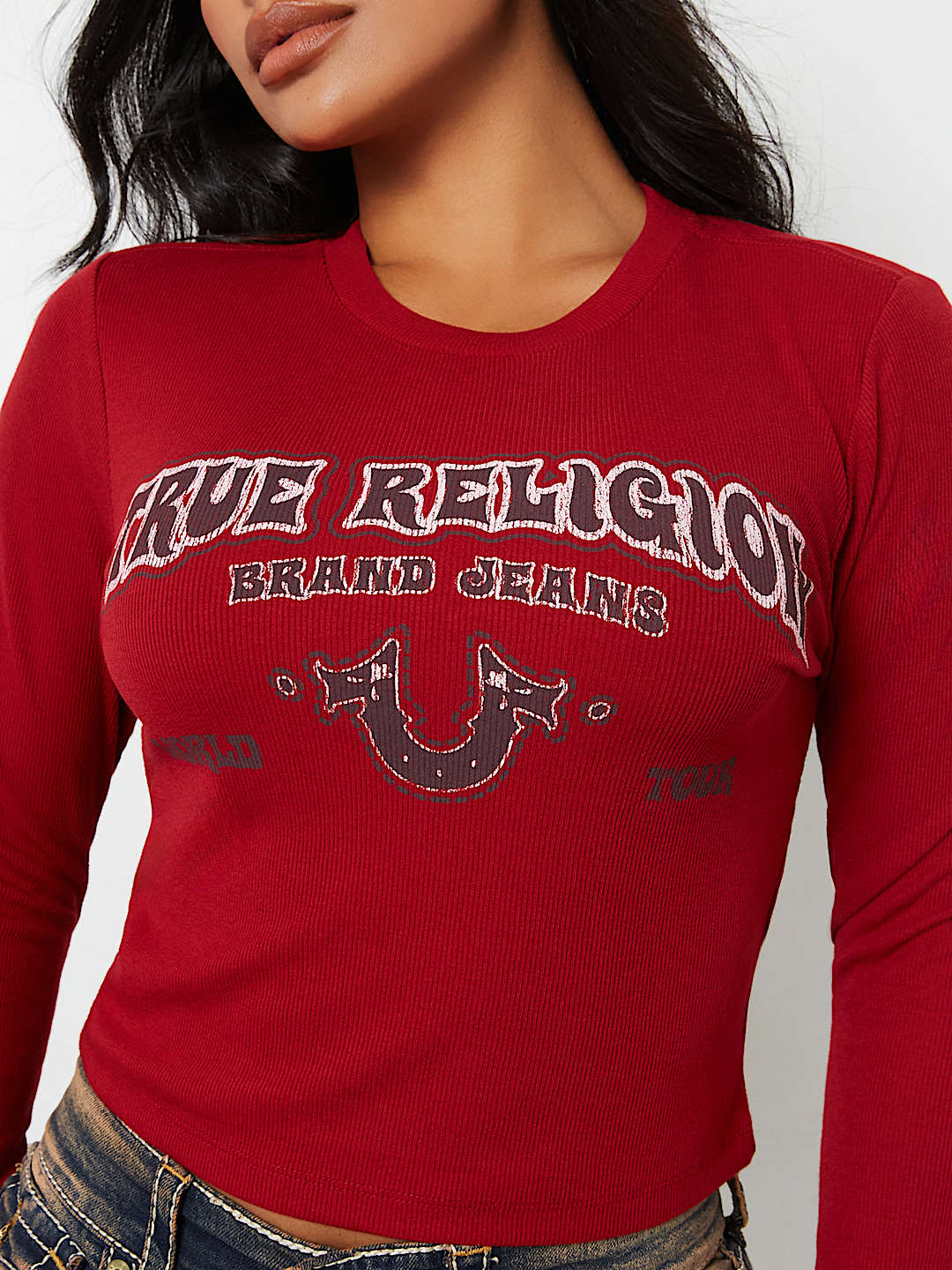 FADED WESTERN LOGO RIB BABY TEE, image 1
