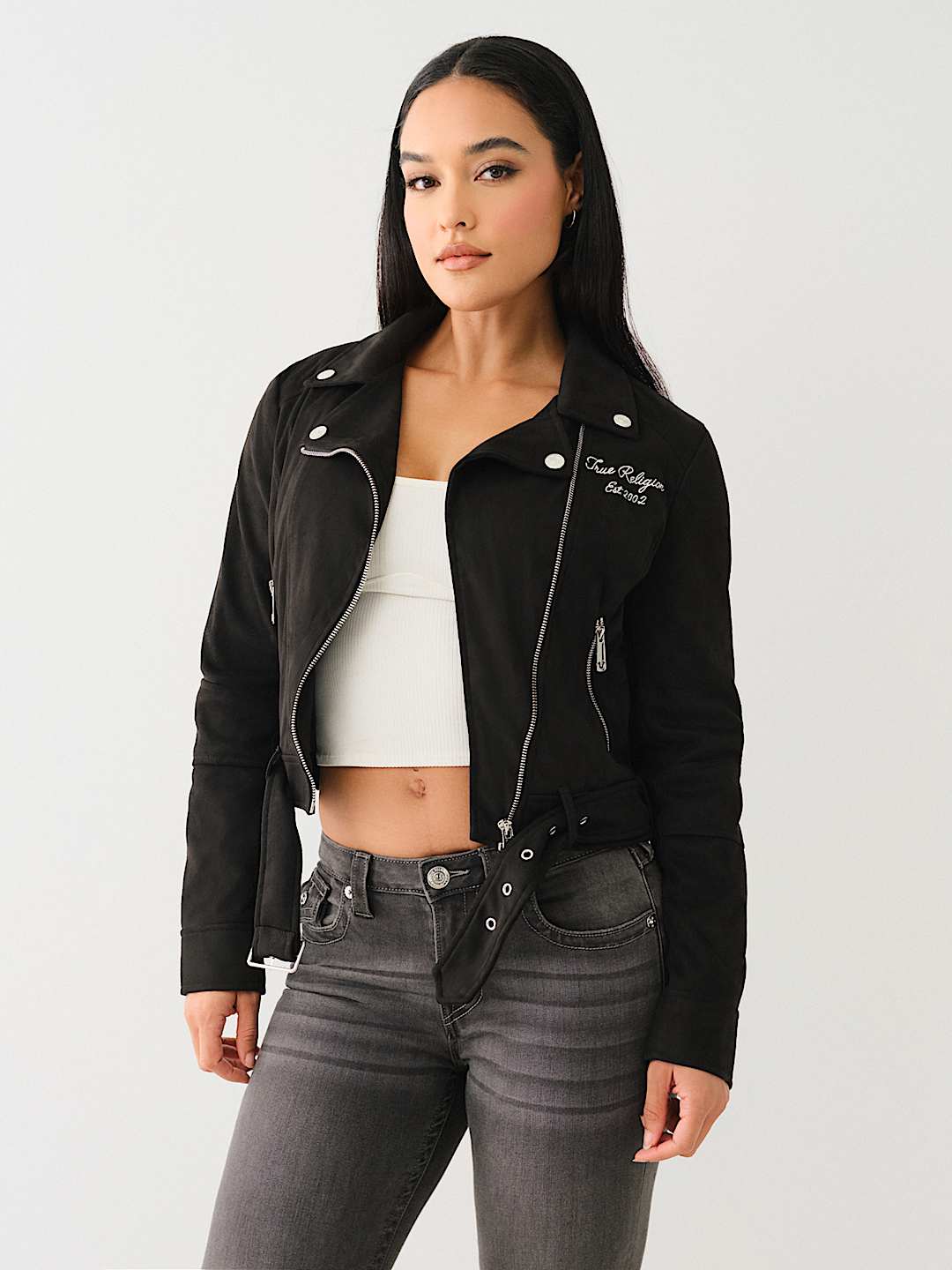 FAUX SUEDE MOTO JACKET