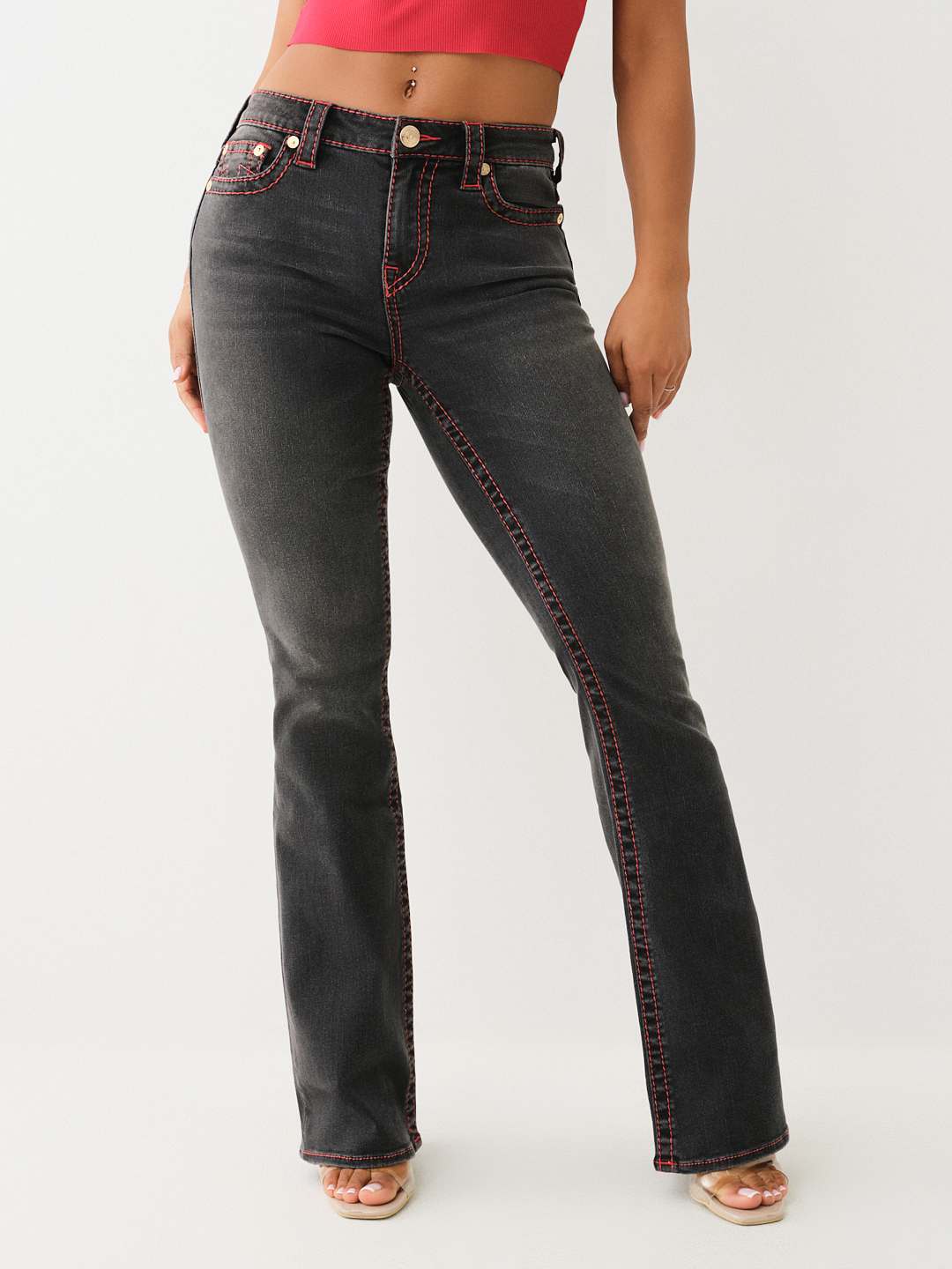 BECCA LUREX BIG T BOOTCUT JEAN