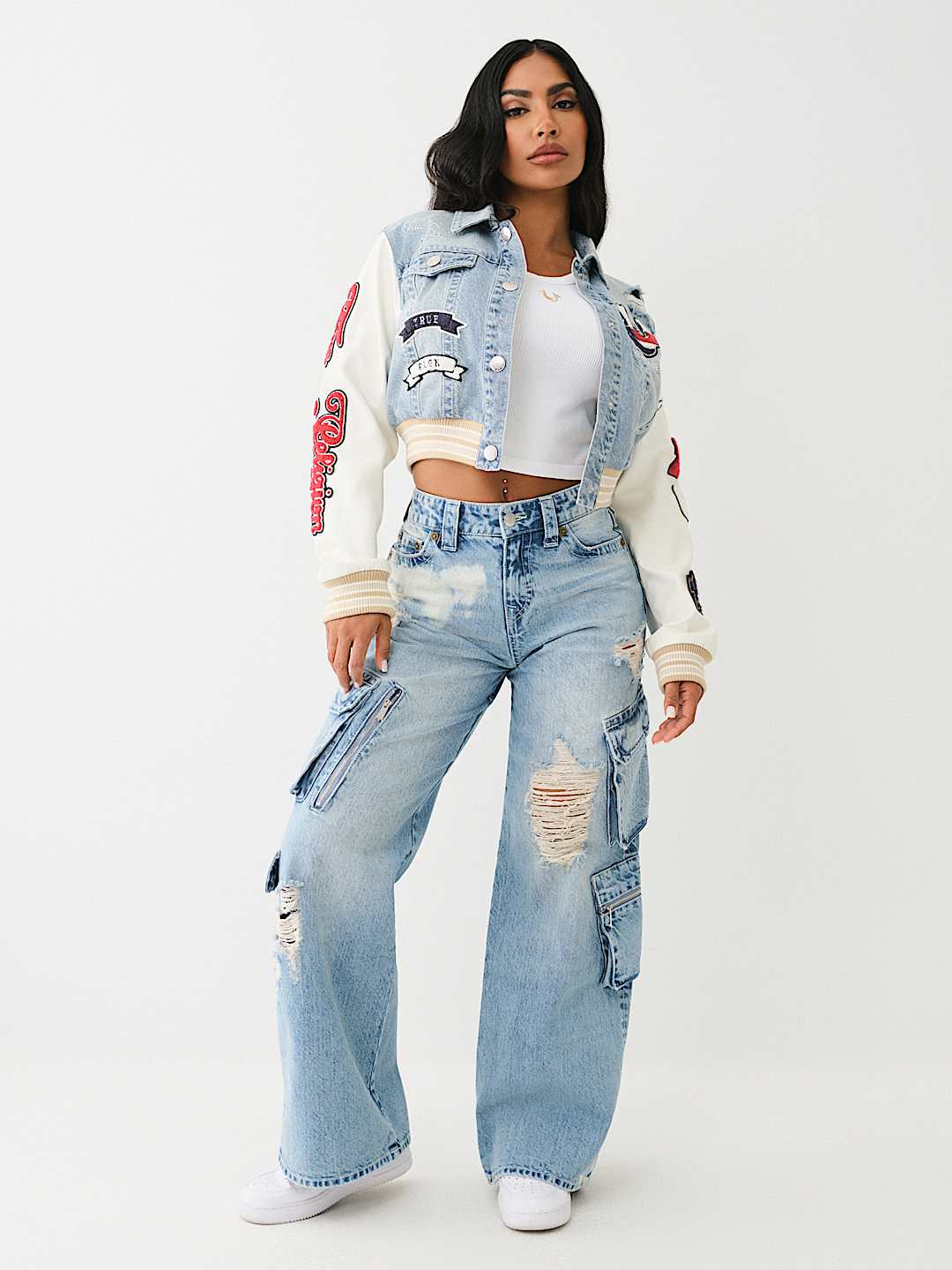 BOBBI DISTRESSED BAGGY CARGO JEAN