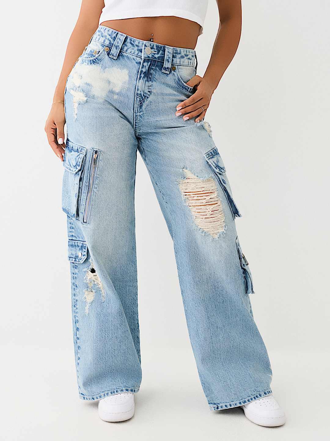 BOBBI DISTRESSED BAGGY CARGO JEAN