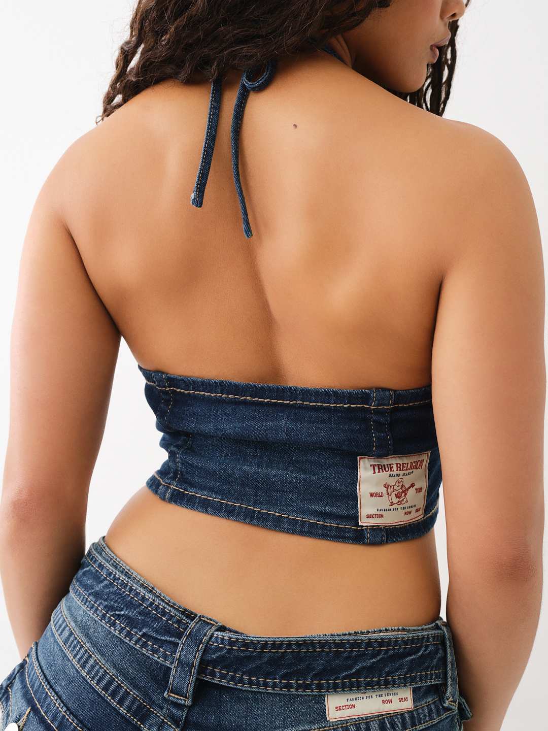 DENIM LACE UP HALTER TOP - La Serena | True Religion