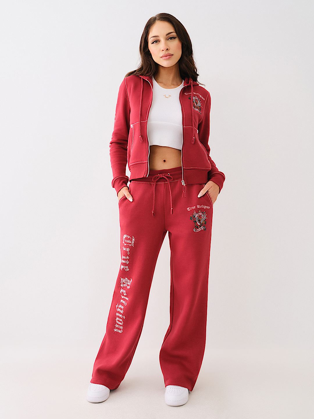 ROSE CRYSTAL BIG T ZIP HOODIE, image 5