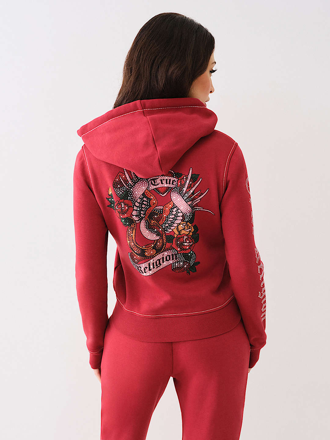 ROSE CRYSTAL BIG T ZIP HOODIE, image 6