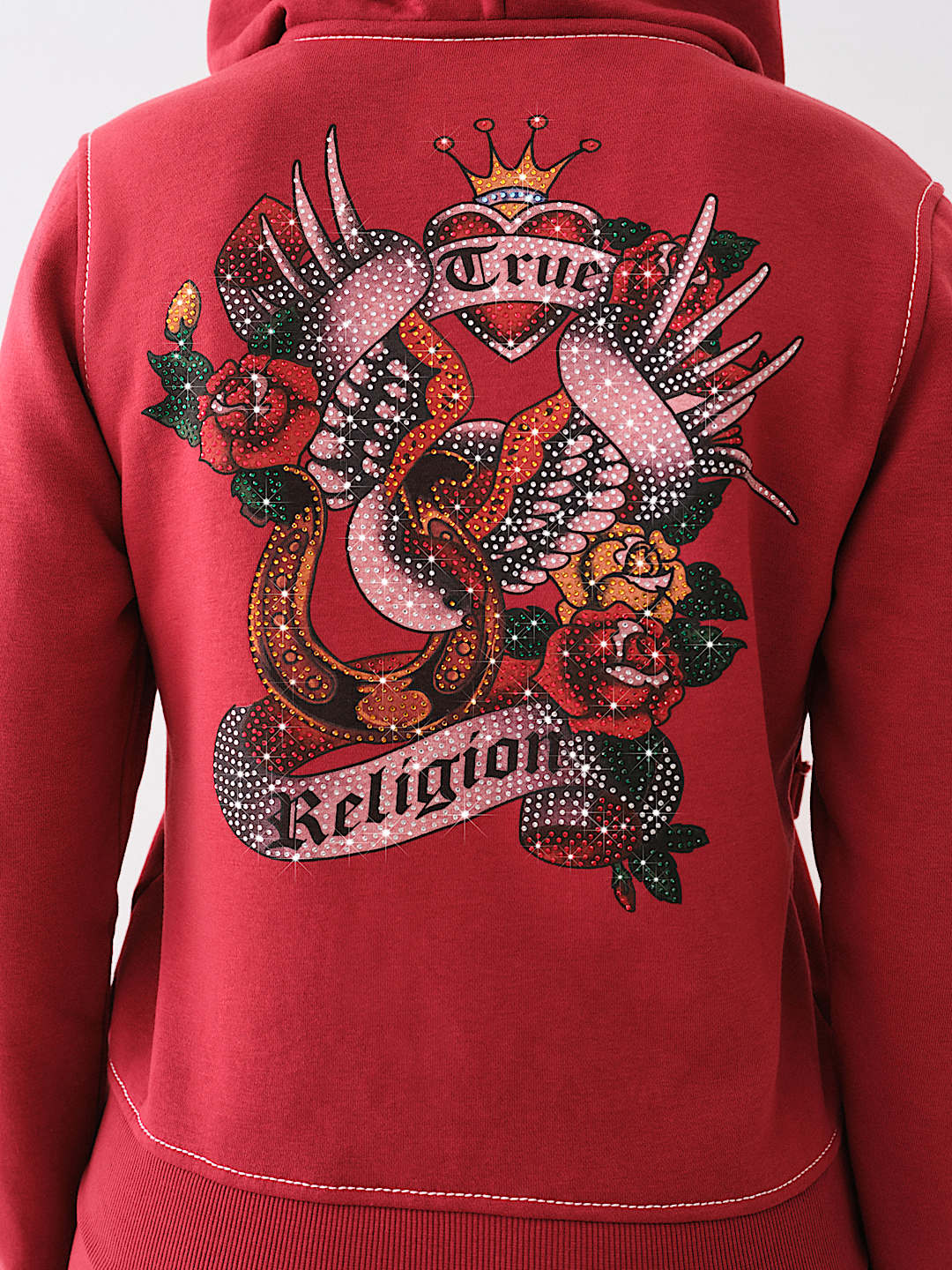 ROSE CRYSTAL BIG T ZIP HOODIE, image 1