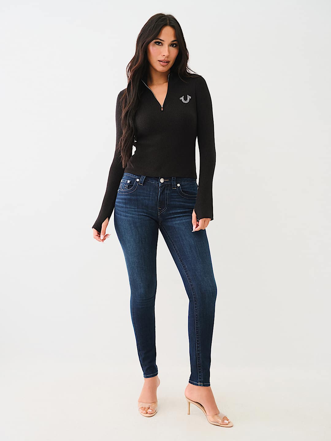 RIB KNIT QUARTER-ZIP MOCK NECK SWEATER, image 2
