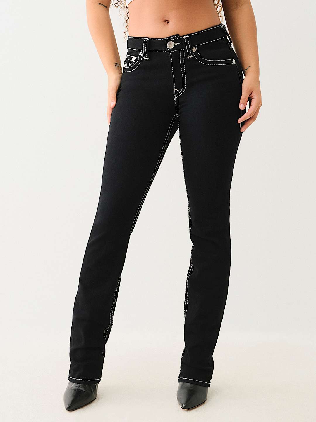 BILLIE MID RISE BIG T LUREX STRAIGHT JEAN