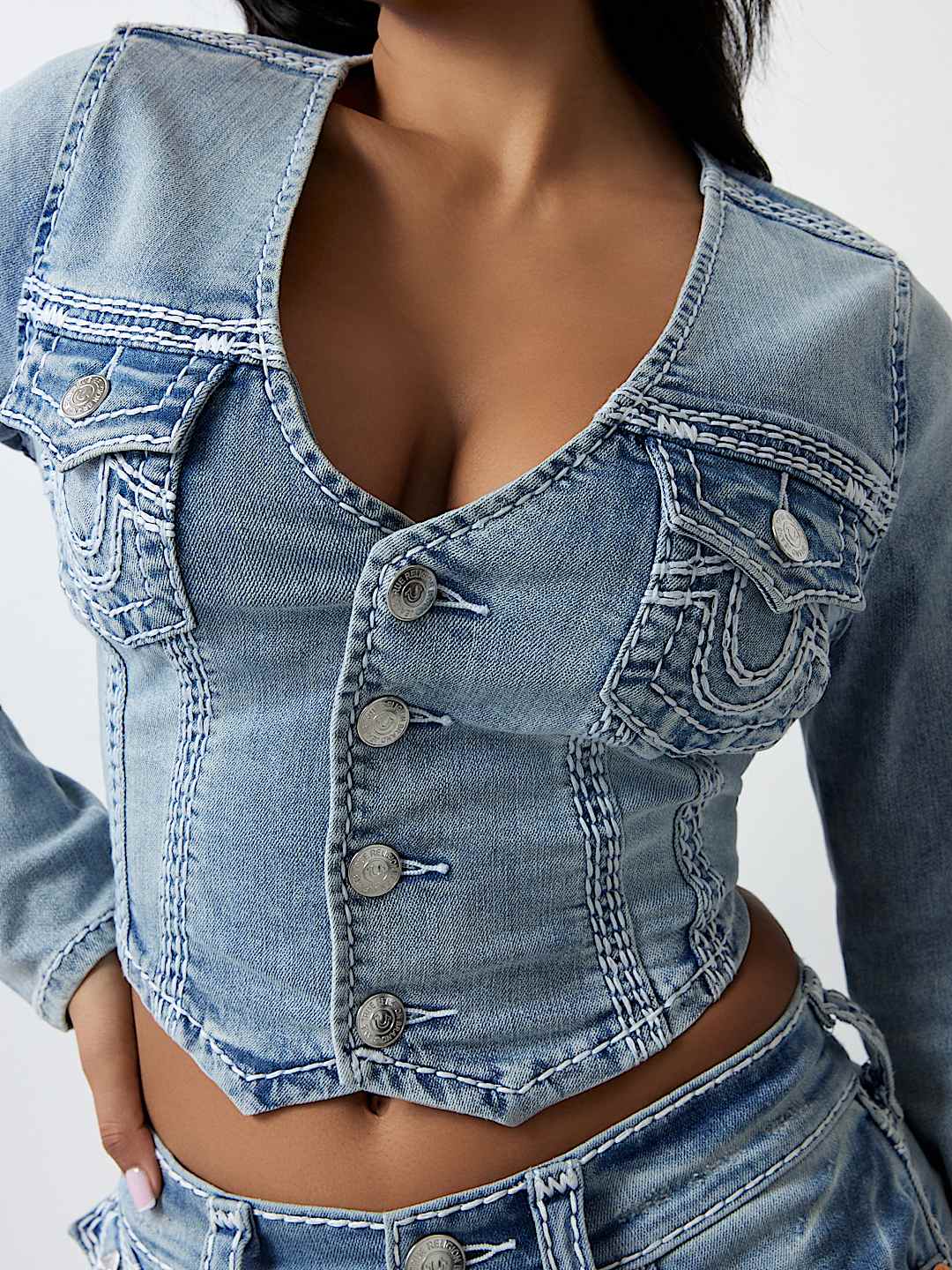 DENIM SUPER QT LONG SLEEVE TOP, image 3