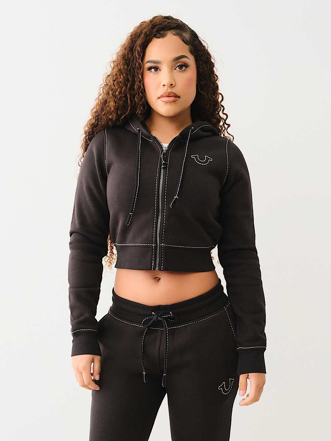 CROP BIG T ZIP HOODIE