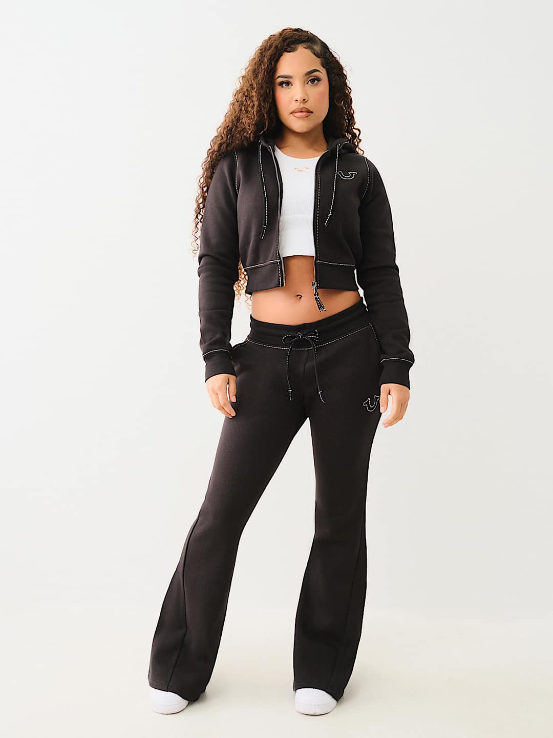CROP BIG T ZIP HOODIE