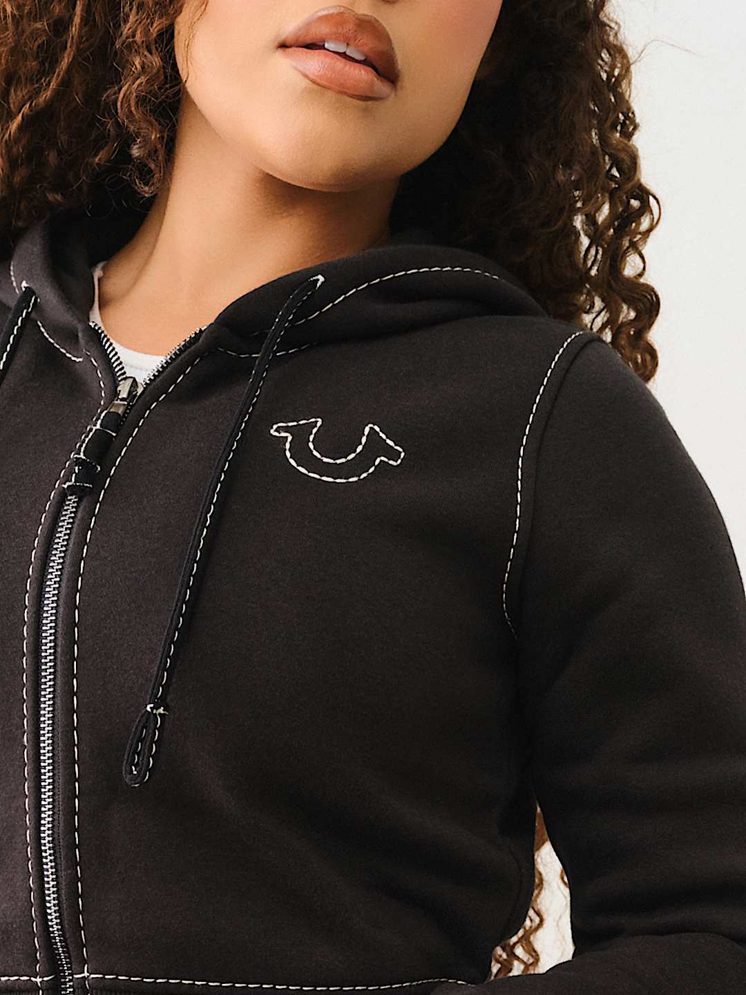 CROP BIG T ZIP HOODIE