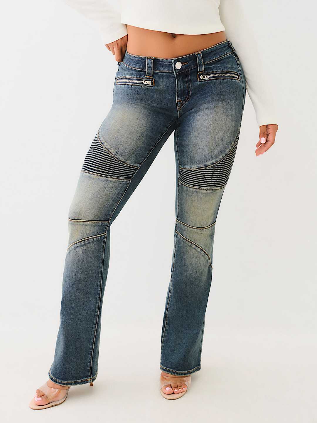 BECCA MOTO LOW RISE BOOTCUT JEAN