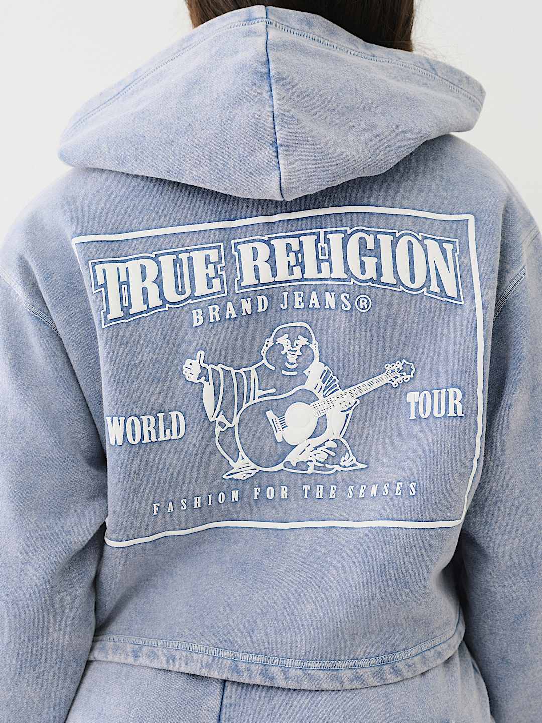 Женское худи True Religion Vintage Wash с V-образным вырезом, укороченное