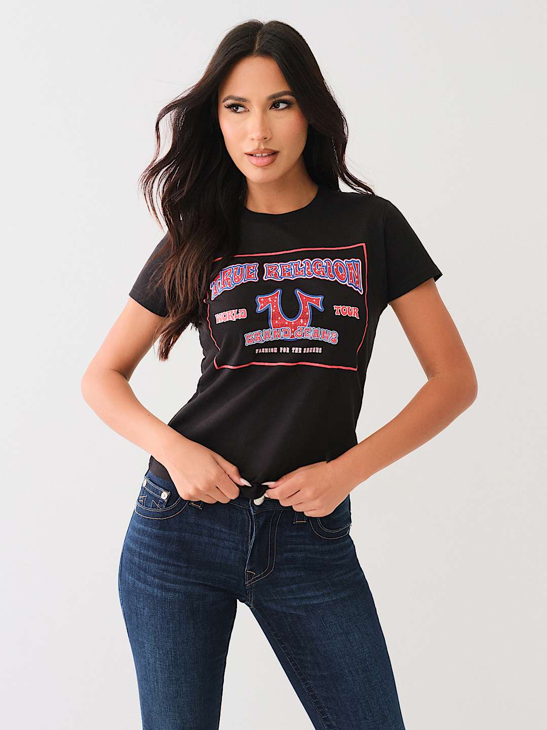 CRYSTAL RETRO HORSESHOE CREW TEE | True Religion