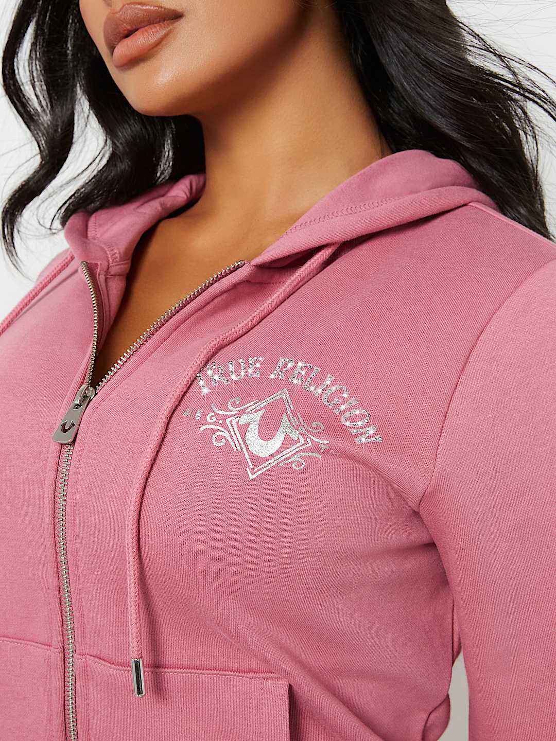 CRYSTAL METALLIC ZIP HOODIE, image 2