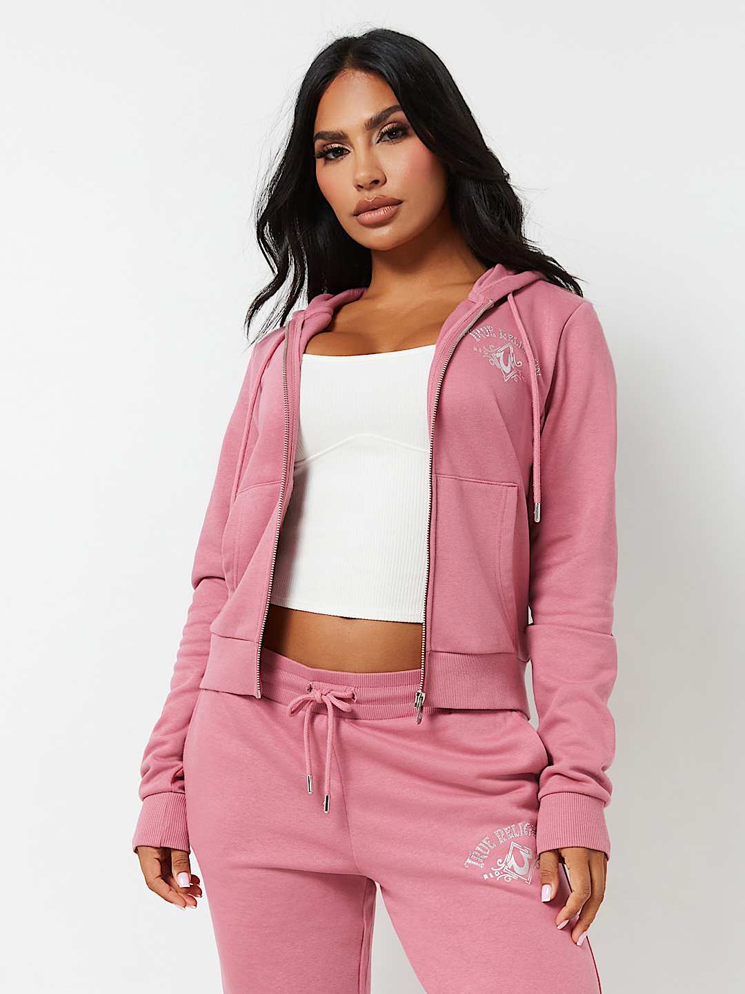 CRYSTAL METALLIC ZIP HOODIE, image 3