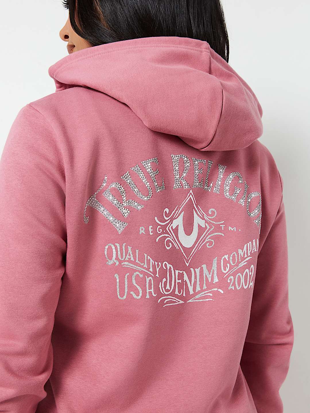 Pink true religion hoodie clearance
