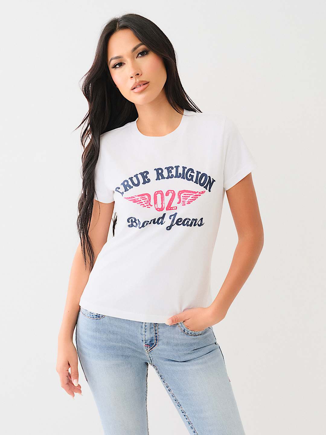 CRYSTAL ARCHED LOGO WING TEE
