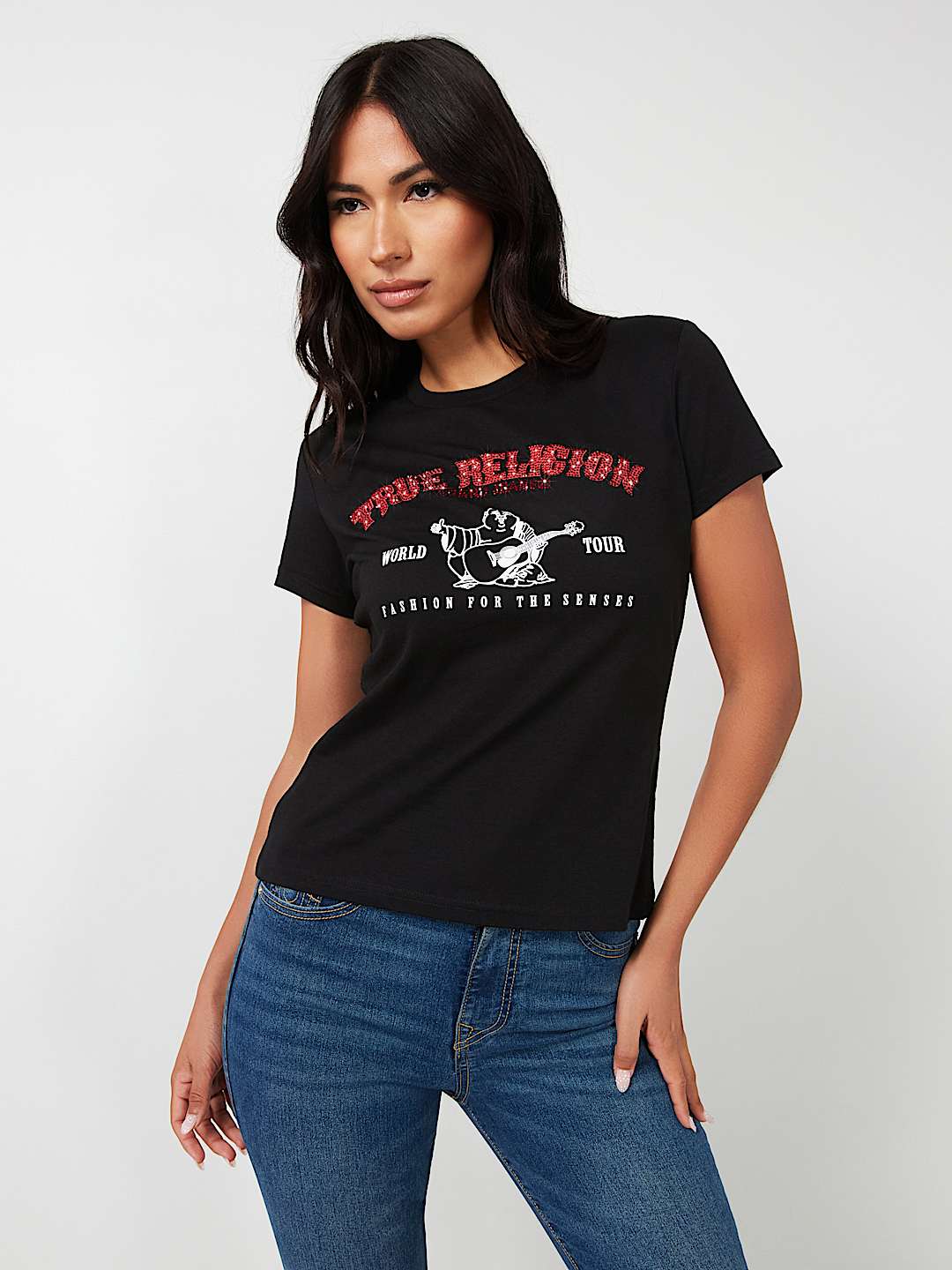 CRYSTAL ARCHED LOGO SLIM TEE