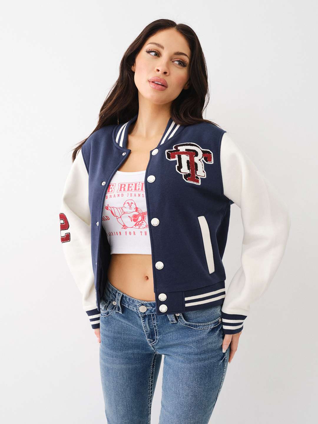 FLEECE PATCH VARSITY JACKET, image 1