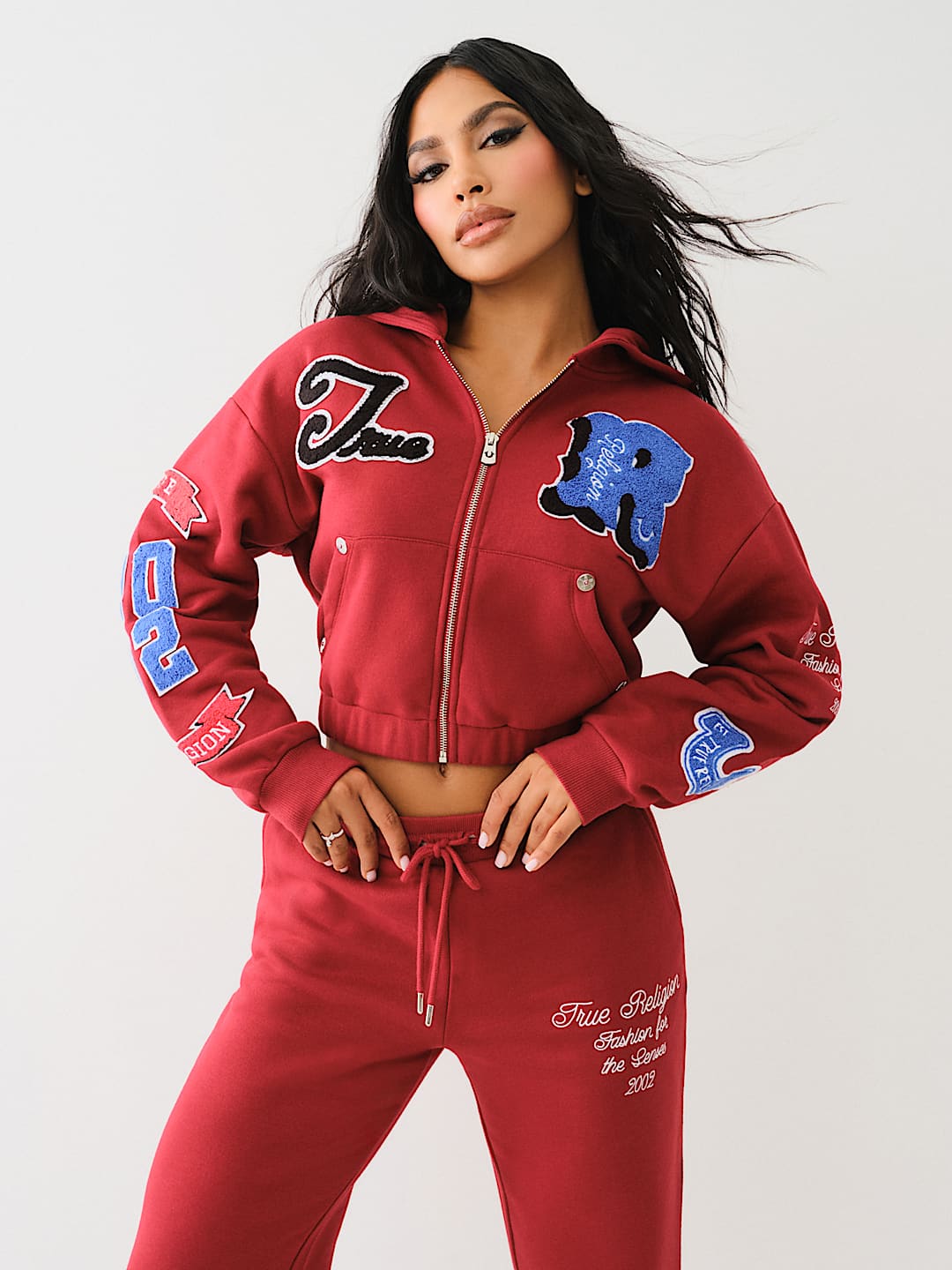 CRYSTAL PATCH ZIP VARSITY HOODIE