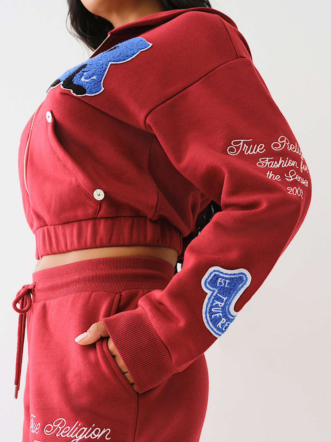 CRYSTAL PATCH ZIP VARSITY HOODIE