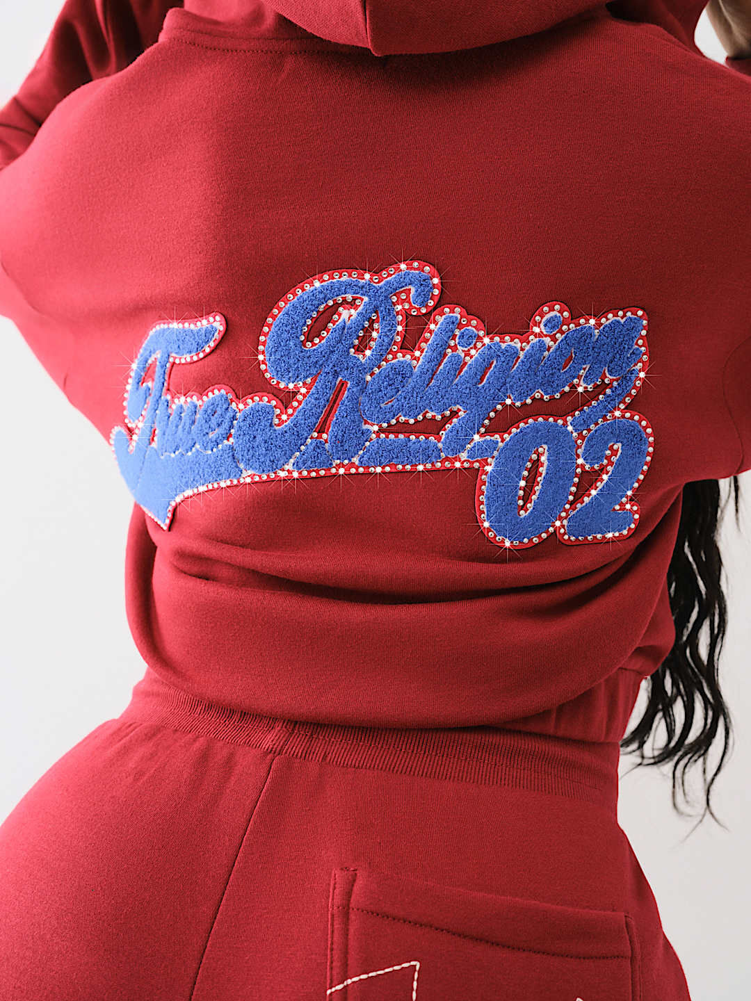 CRYSTAL PATCH ZIP VARSITY HOODIE