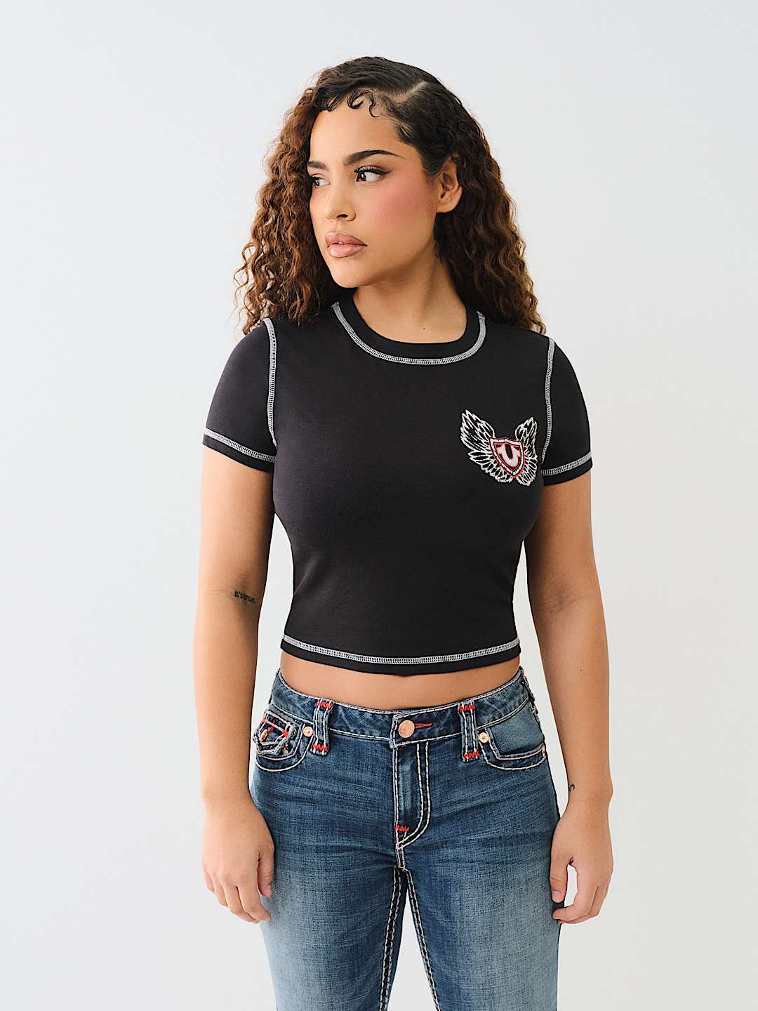 FLATLOCK WINGED CRYSTAL LOGO BABY TEE