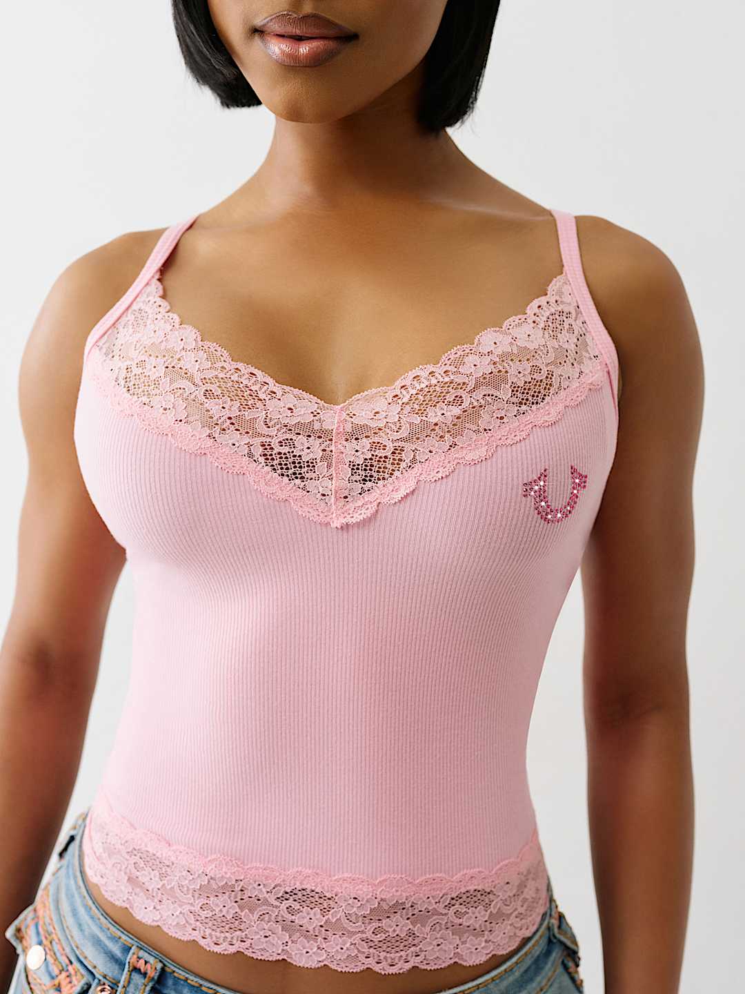 LACE CRYSTAL HORSESHOE CAMI, image 1