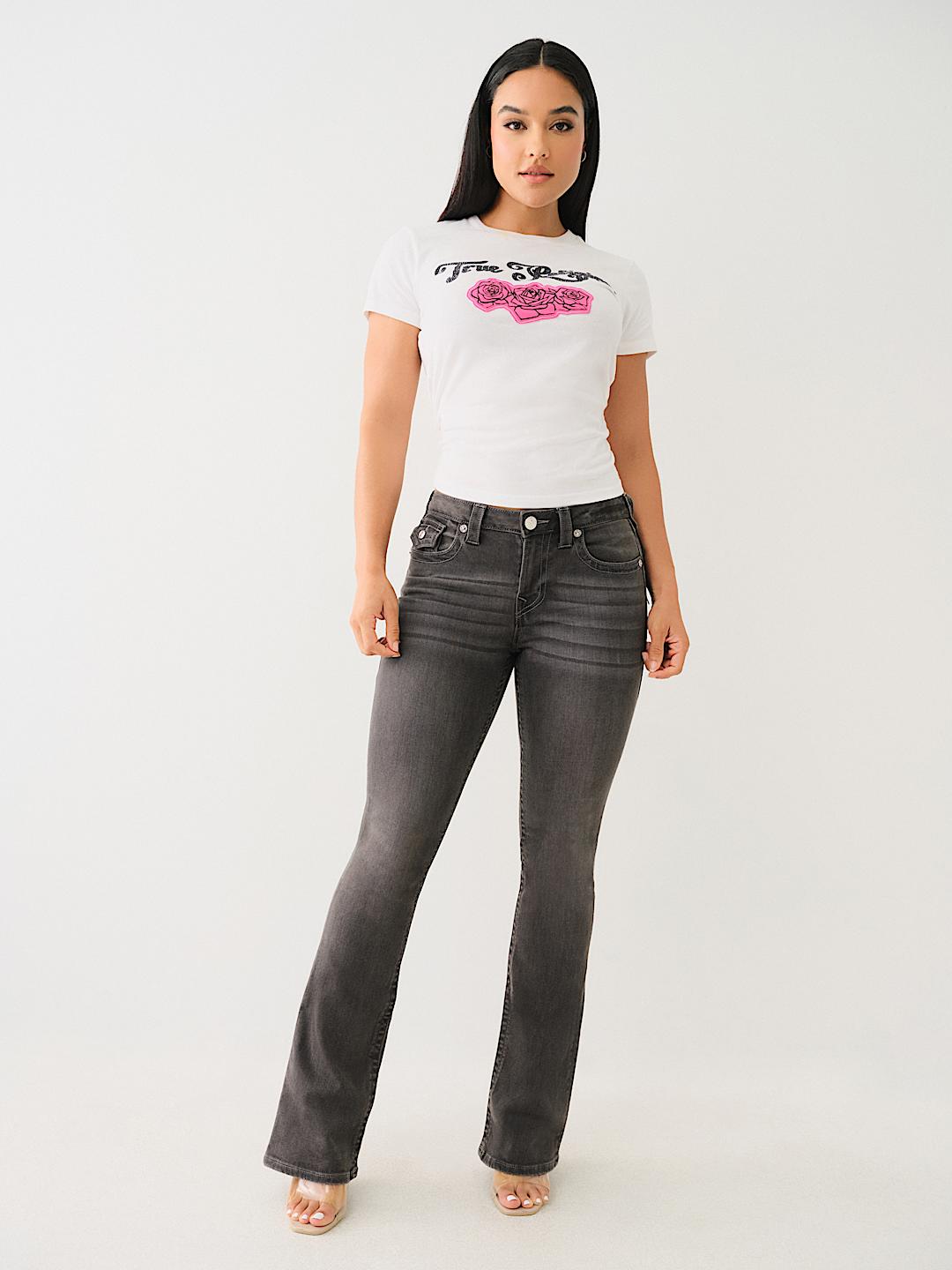 BECCA MID RISE FLAP BOOTCUT JEAN