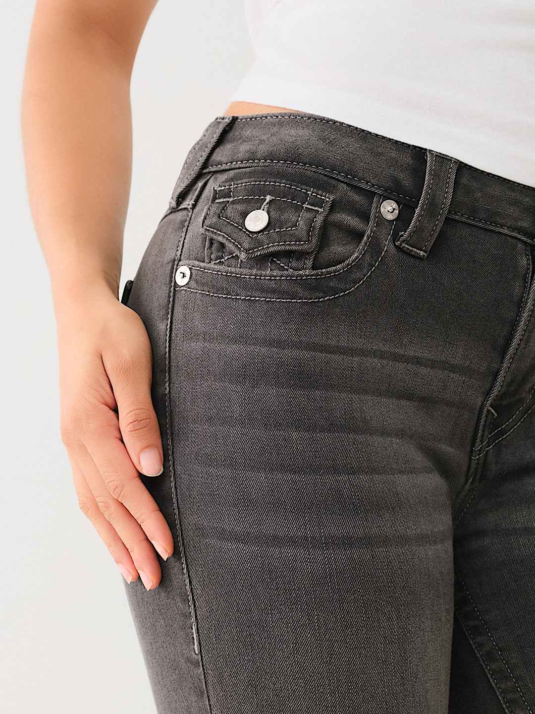BECCA MID RISE FLAP BOOTCUT JEAN